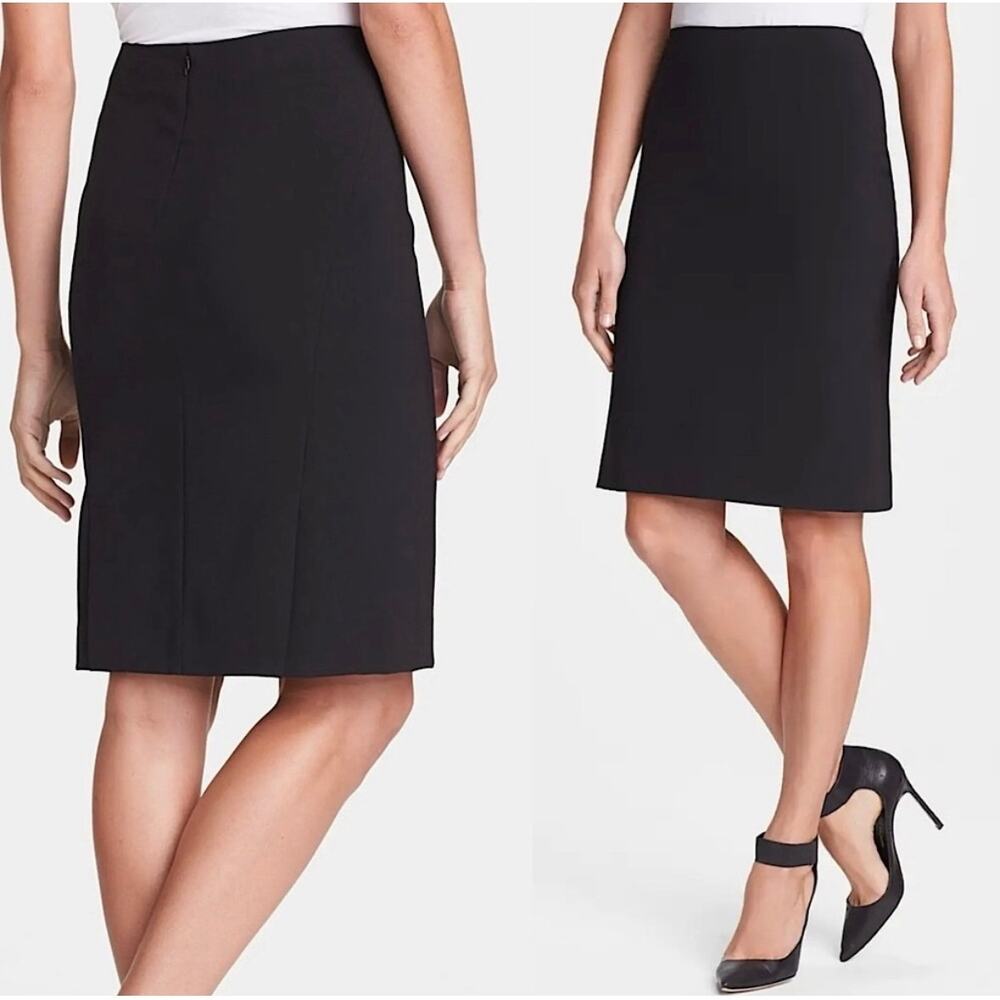 Theory Golda Black Pencil Skirt Size 6 Wool Blend Career Professional